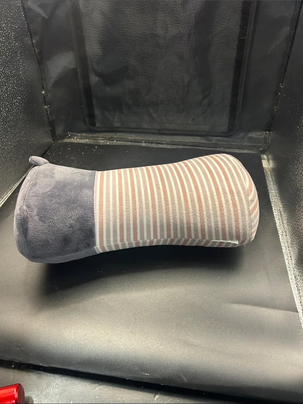 Grey Striped Cat Neck Pillow - Plush Support Cushion